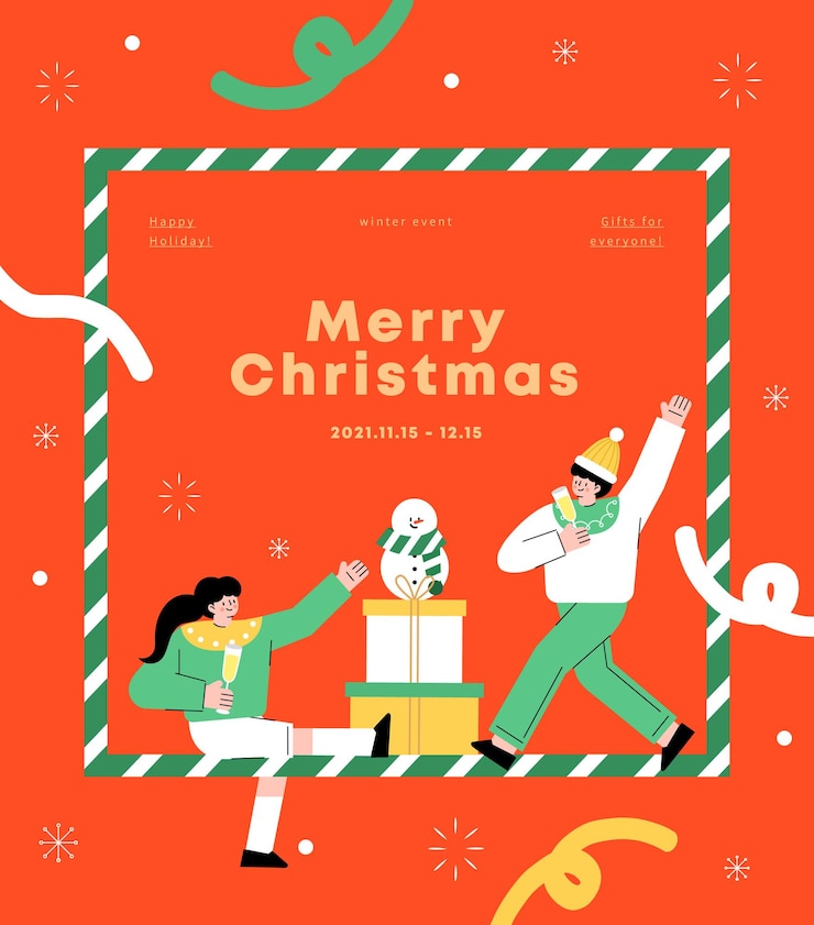Vector 聖誕快樂和新年快樂 聖誕節的人和風景插圖