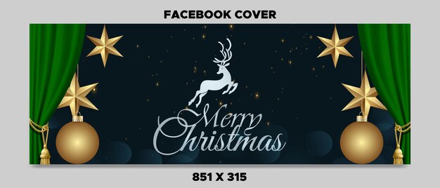 Vector merry christmas and happy new year facebook cover banner template