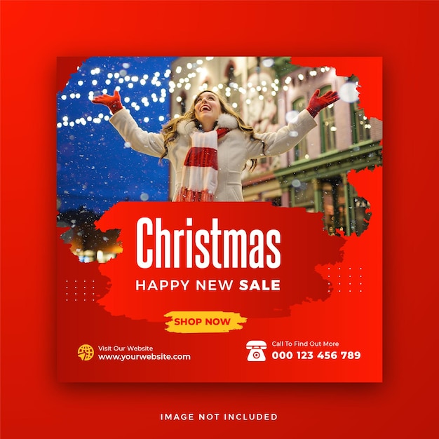 Vector merry christmas happy new year fashion sale social media post square web banner templat