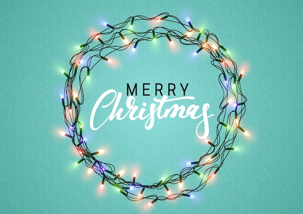 merry christmas and happy new year. festive background with realistic 3d decorative garlands. vector illustration