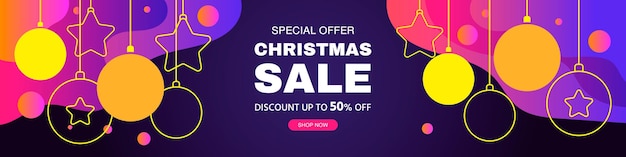 Merry christmas and happy new year festive banner sale discount