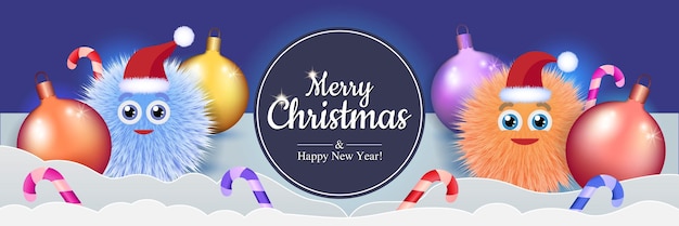 Merry Christmas and Happy New Year festive greeting card