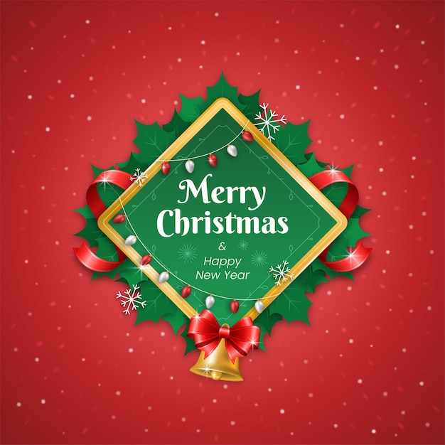 merry christmas and happy new year in frame decorations