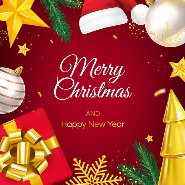 Premium Vector | Merry christmas and happy new year frame