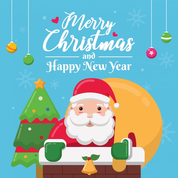 Vector merry christmas and happy new year from santa claus - vector