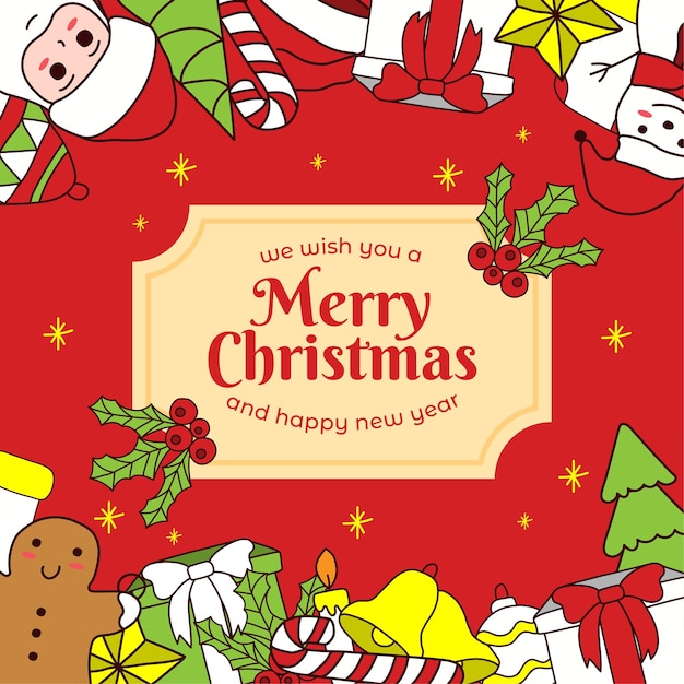 Merry christmas and happy new year. gift card background.