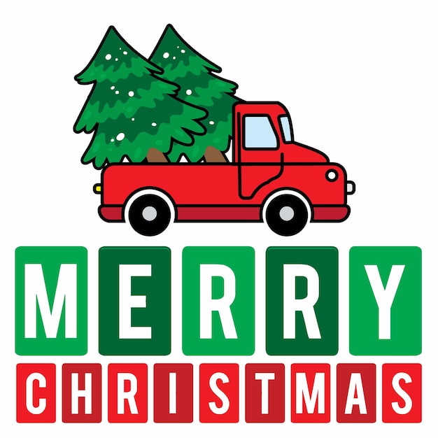 Vector merry christmas and happy new year go backhome with tree and car