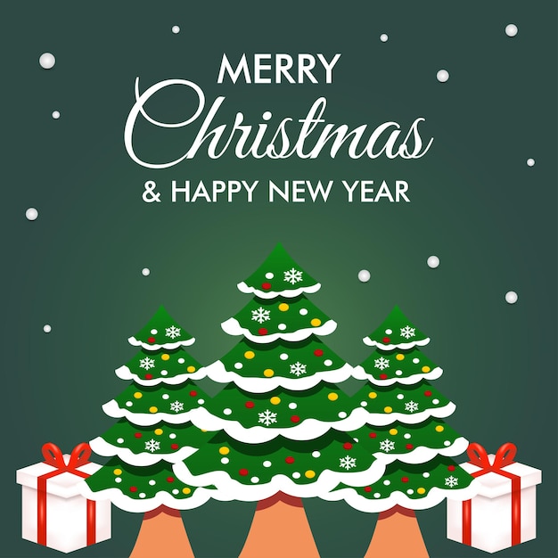 Merry christmas and happy new year greeting, banner and background design template