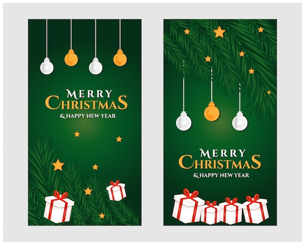 Merry christmas and happy new year greeting, banner and background design template