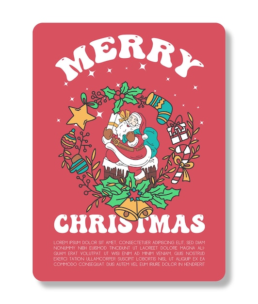 Merry Christmas and happy new year greeting card illustration