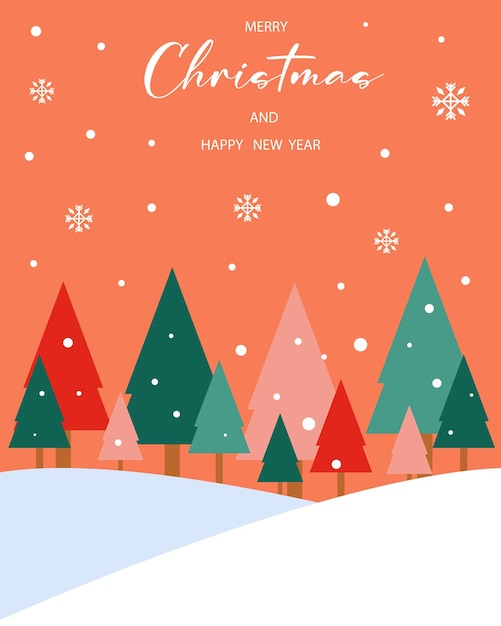 Vector merry christmas and happy new year greeting card poster