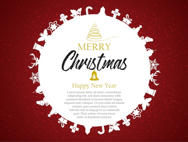 Merry Christmas and Happy New Year greeting card template.