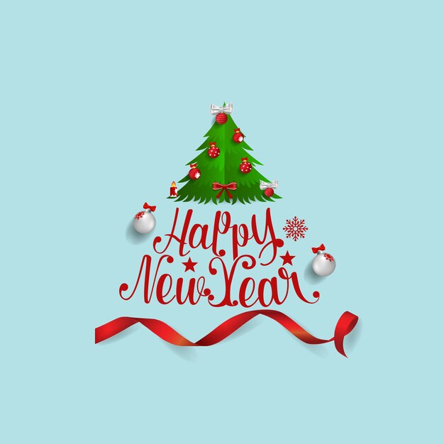 Merry christmas and happy new year greeting card