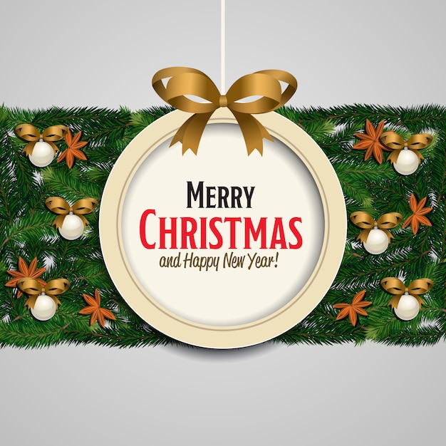 Merry christmas and happy new year greeting card