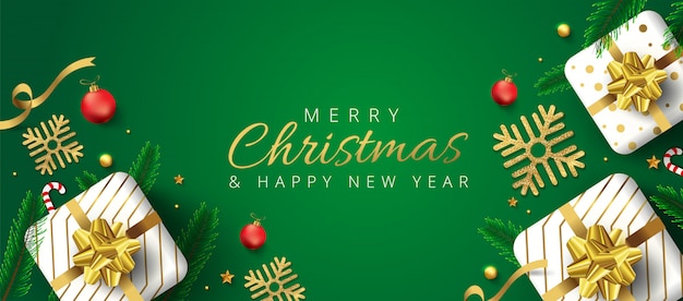 Merry Christmas and happy new year greeting card