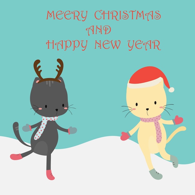 Merry Christmas and happy new year greeting card