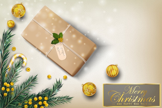 Merry christmas and happy new year greeting card