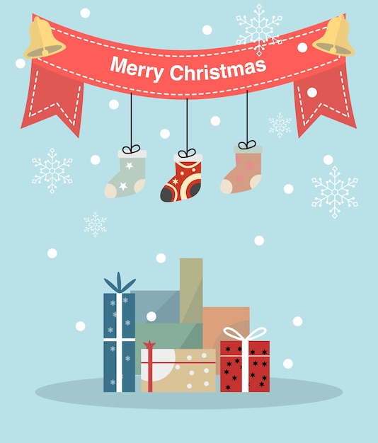 Merry Christmas and Happy New Year greeting card