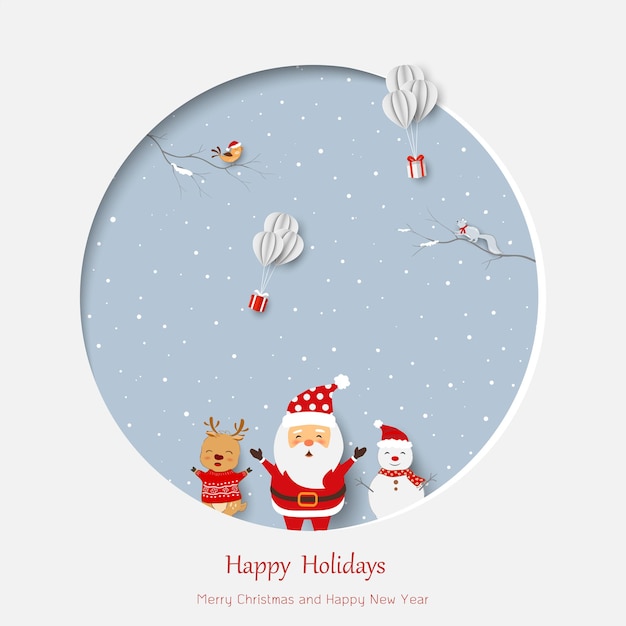 Merry christmas and happy new year greeting card