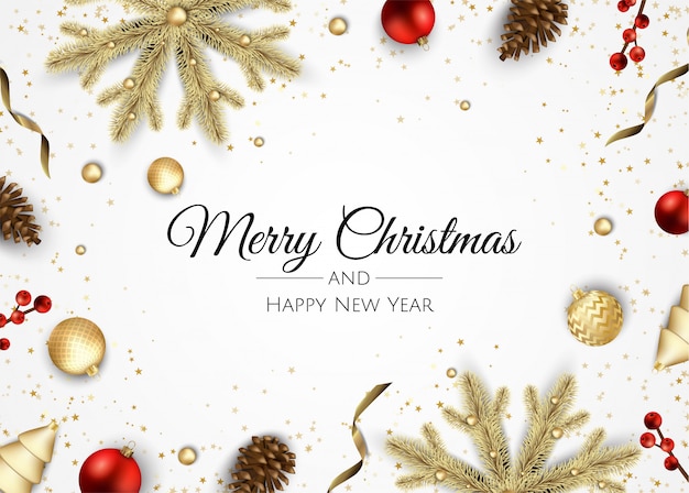 merry christmas and happy new year greeting card