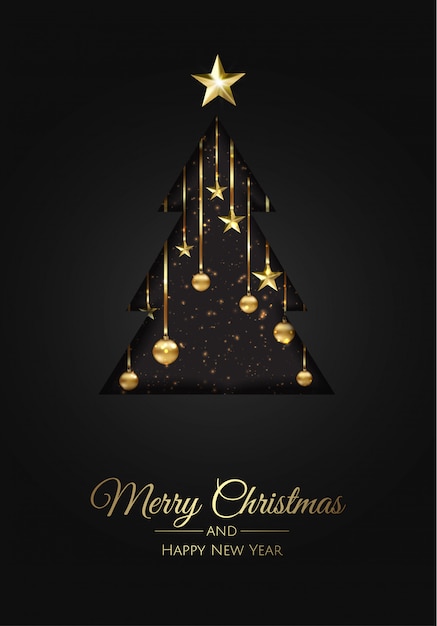 Merry Christmas and Happy New Year greeting card