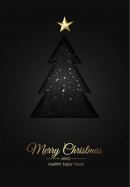 Vector merry christmas and happy new year greeting card