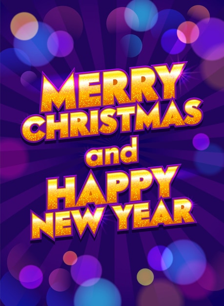 Vector merry christmas and happy new year greeting card