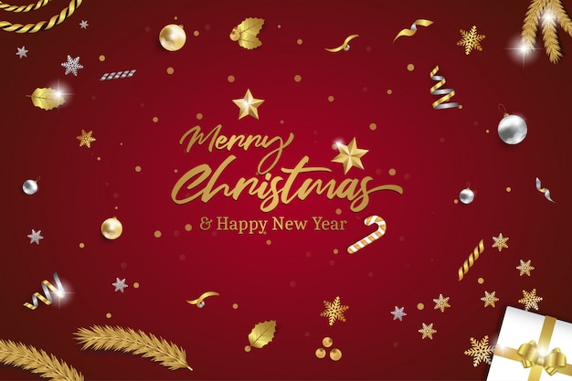 Merry Christmas and happy new year greeting card