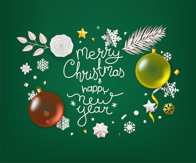 Merry Christmas and Happy New year greeting card