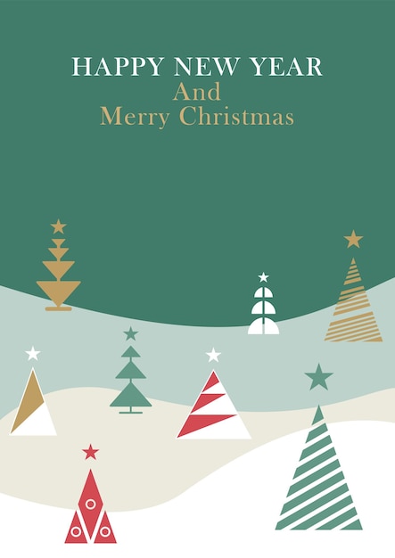 Merry Christmas and Happy New Year greeting cards posters holiday covers Modern Xmas design Christmas tree ball decoration elements