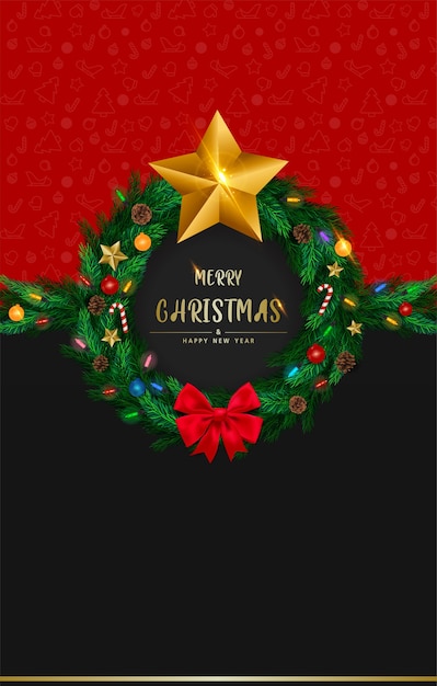 Vector merry christmas and happy new year greetings