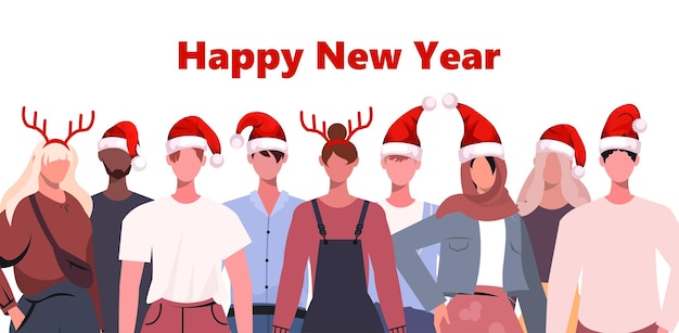 クリスマスと新年おめでとうございます 友達のグループが新年を祝います