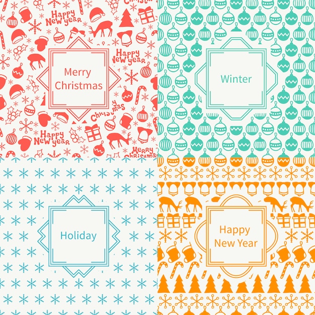 Vector merry christmas and happy new year. hand drawn seamless pattern.