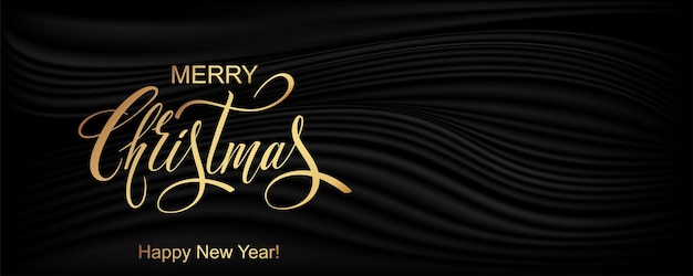 Merry Christmas and Happy New Year hand lettering calligraphy. Vector holiday illustration element. Typographic element for banner, congratulations.