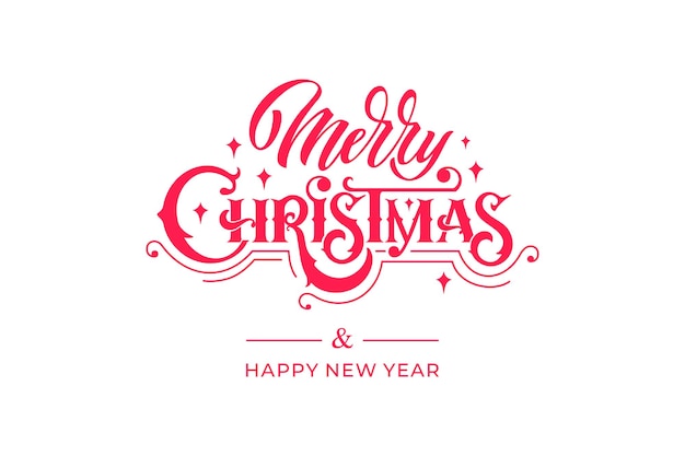 merry christmas and happy new year hand lettering calligraphy vector holiday illustration element typographic element for congratulations