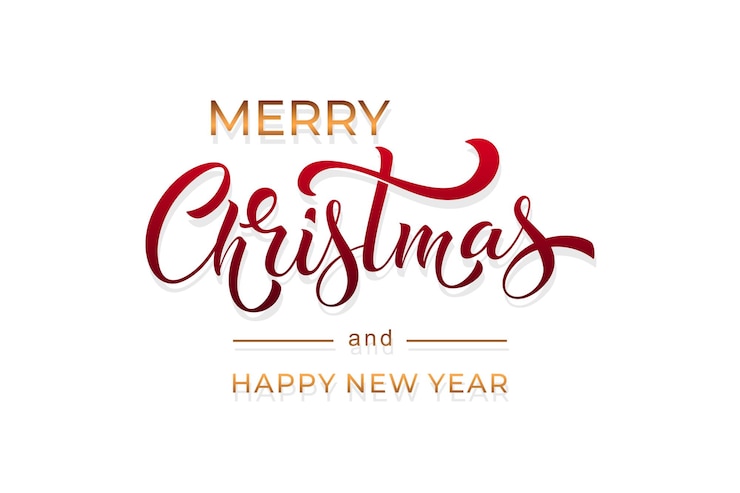 Vector merry christmas and happy new year hand lettering calligraphy vector holiday illustration element typographic element for congratulations