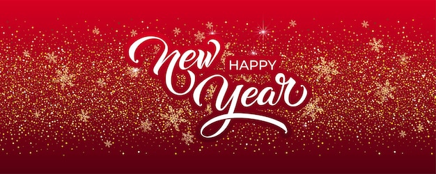 Vector merry christmas and happy new year hand lettering calligraphy