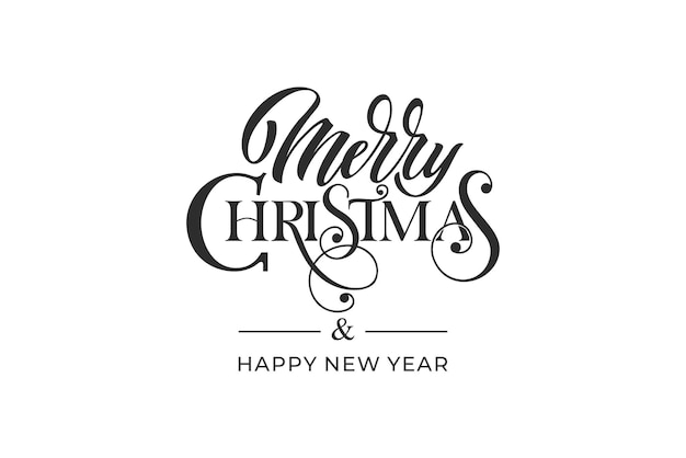 Merry Christmas and Happy New Year hand lettering calligraphy