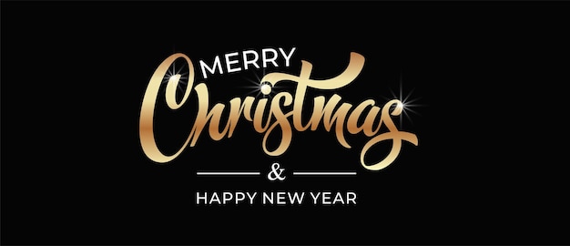 Merry Christmas and Happy New Year hand lettering calligraphy