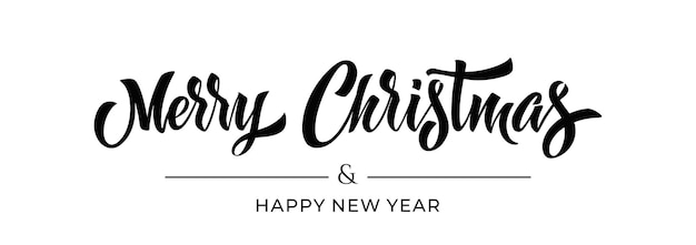 Merry Christmas and Happy New Year hand lettering calligraphy