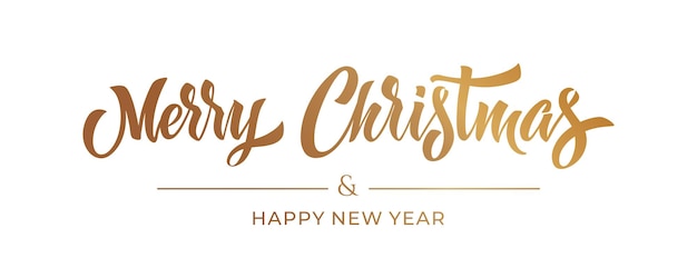 Merry Christmas and Happy New Year hand lettering calligraphy