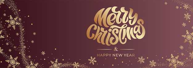 Merry Christmas and Happy New Year hand lettering calligraphy