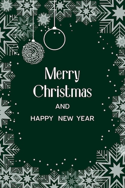 Merry christmas and happy new year happy new year greeting card on a green background