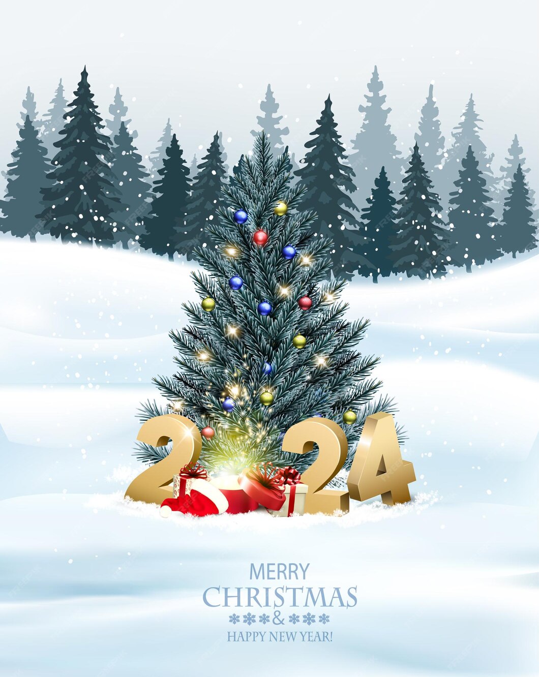 Premium Vector Merry christmas and happy new year holiday background