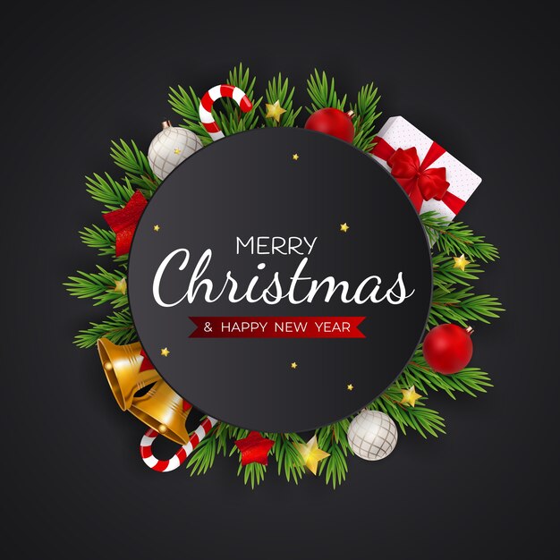 メリークリスマスと新年あけましておめでとうございます休日テンプレートの背景。