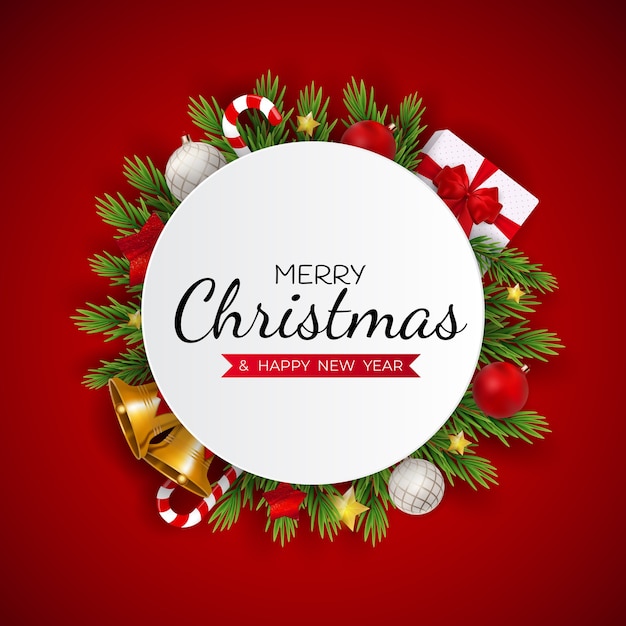 Merry christmas and happy new year holiday template background.