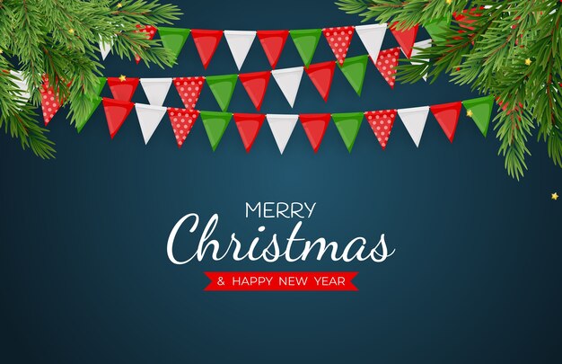 Vector merry christmas and happy new year holiday