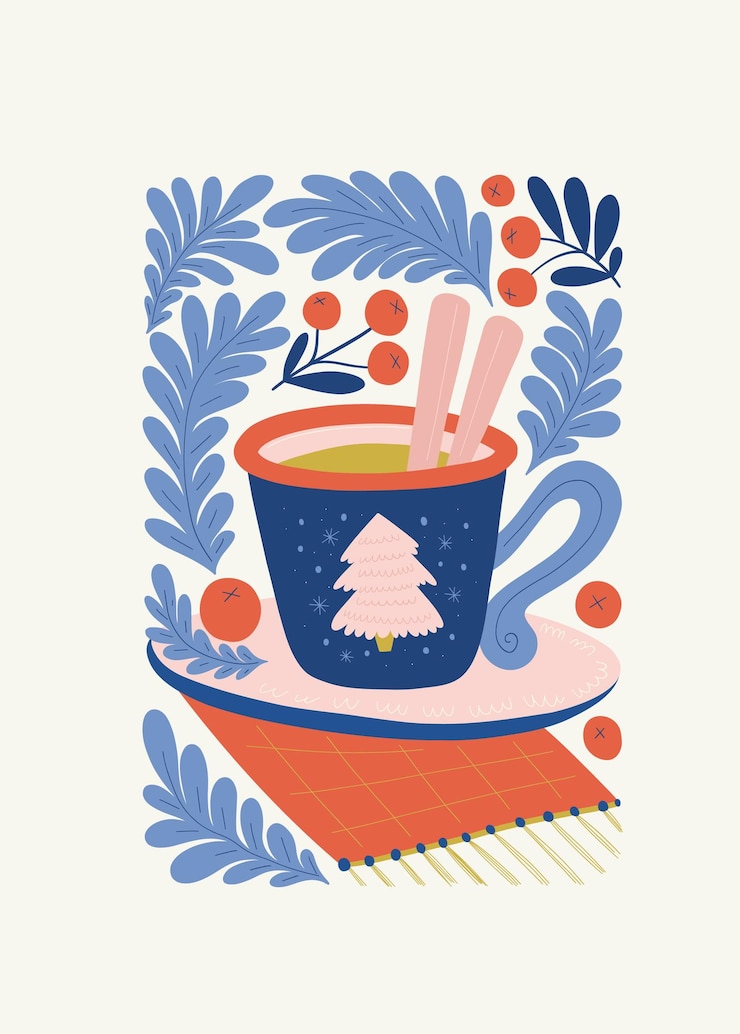 Vector merry christmas and happy new year illustration modern trendy matisse minimal style hand drawn