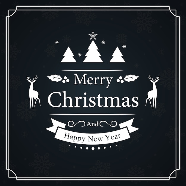 Vector merry christmas and happy new year lettering card template