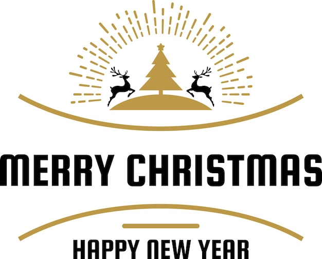 Merry Christmas and happy new year lettering and quote illustration